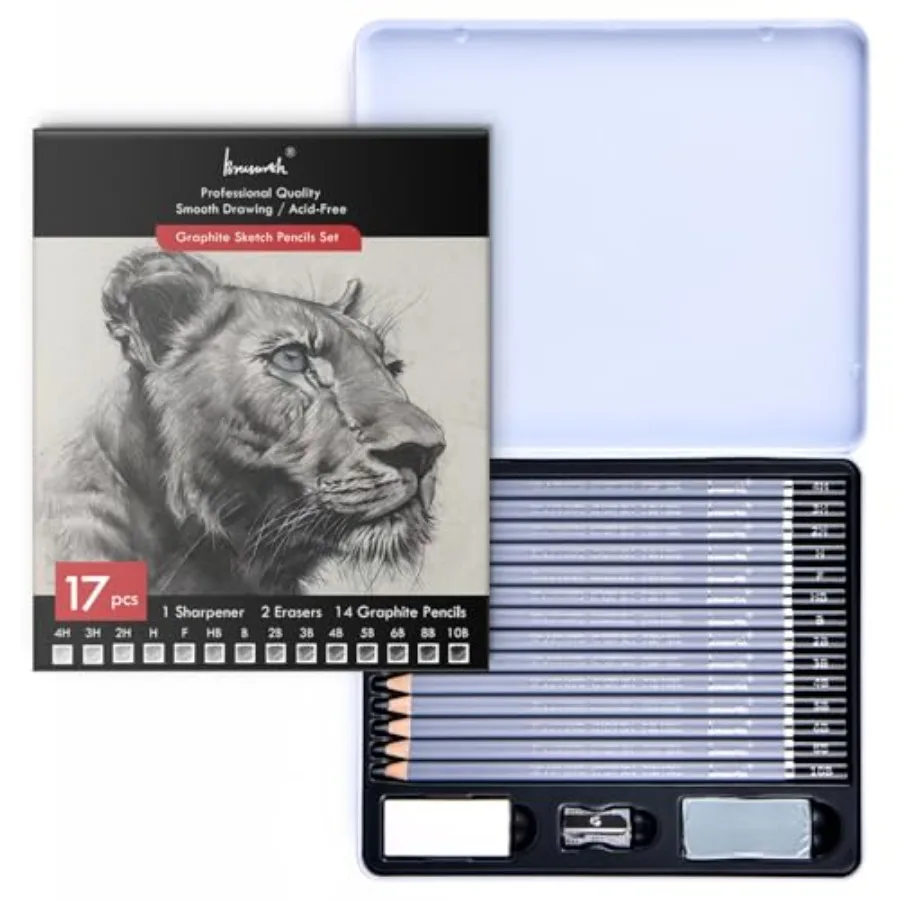 

Professional Sketch Pencils for Drawing Set - Graphite Pencils 4H-10B,Graphite Sticks, Erasers and Sharpener, Art Pencils for S
