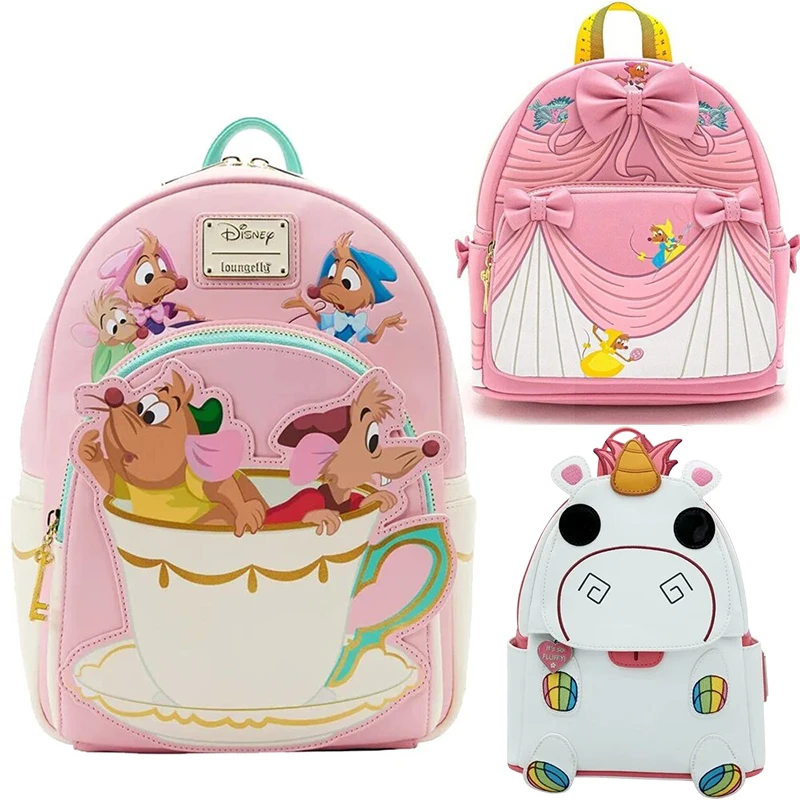 New Disney Cinderella Cartoon Backpack Mini Women's Leisure Backpack Pu Leather High Quality Cartoon Fashion Girl School Bag