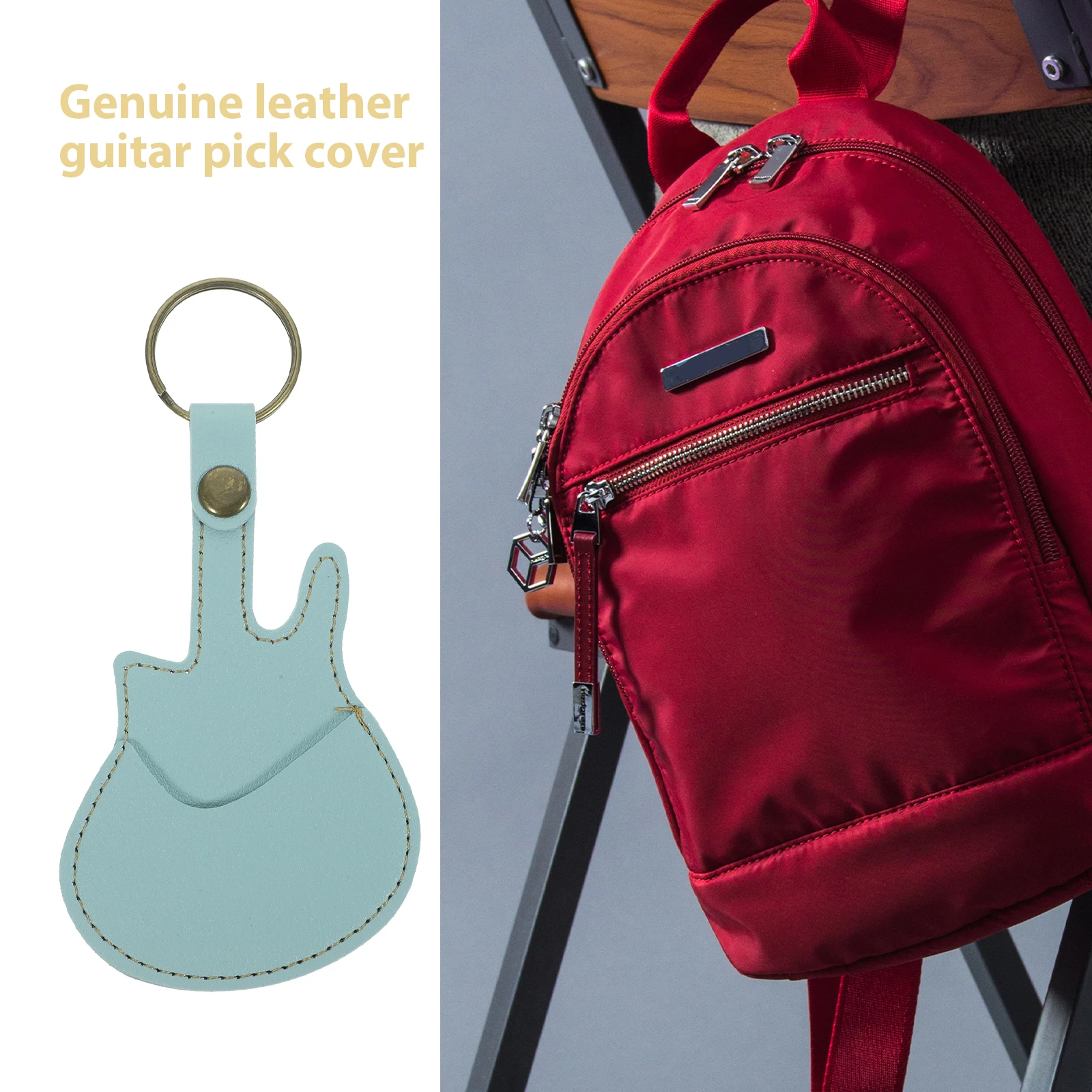 

Guitar Pick Holder Mini Plectrum Case Bag Green Copper Ring Keychain Portable Guitar Pick Keychain Holder
