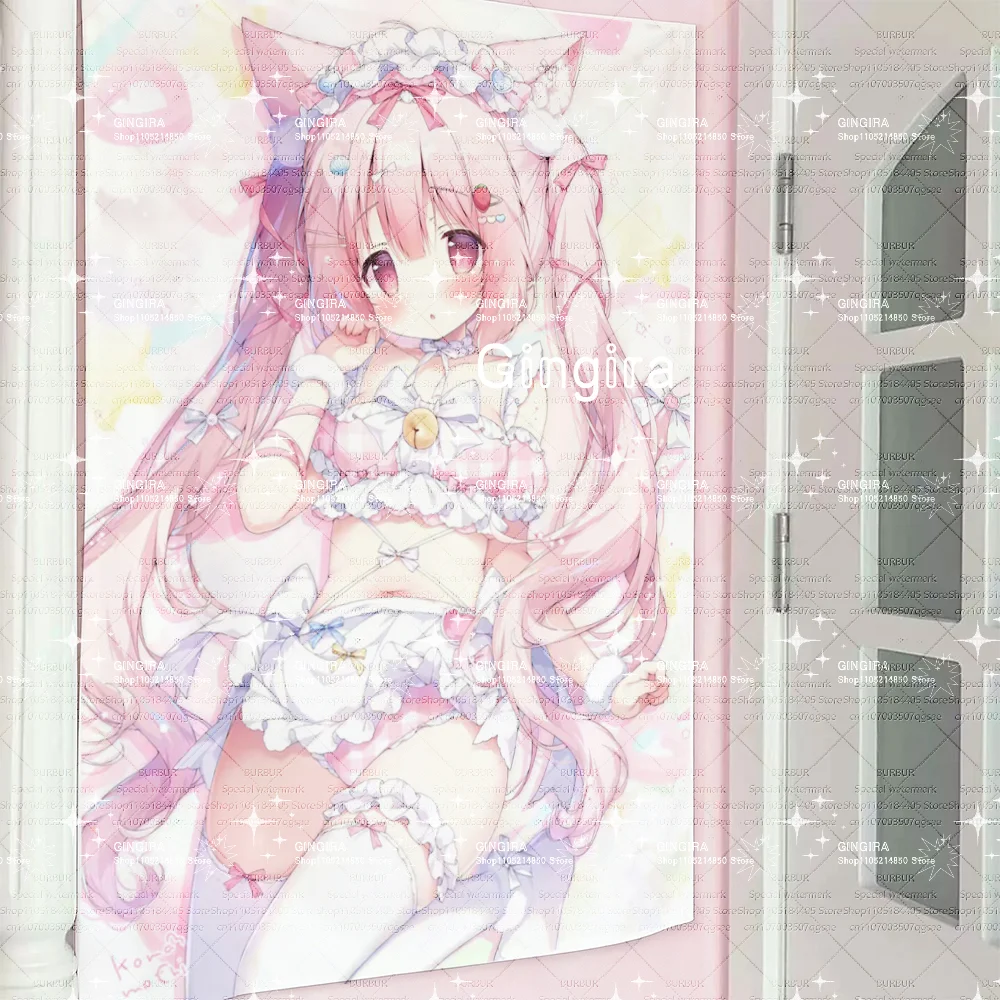 Peach Bean Artist 2D Galgame Wandteppich für Schlafzimmerdekoration, Stoff zum Aufhängen im Innenbereich