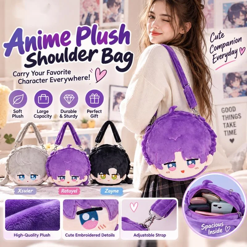 Love And Deepspace Plush Face Bag Xsavier Rafayel Zayne Round, Shoulder Crossbody Bags Cute Anime, Character Backpack Gift New