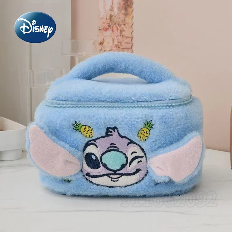 Disney Original New Plush Cosmetic Bag Cartoon Fashion Portable Cosmetic Bag Large Capacity Leisure Travel Storage Toiletry Bag