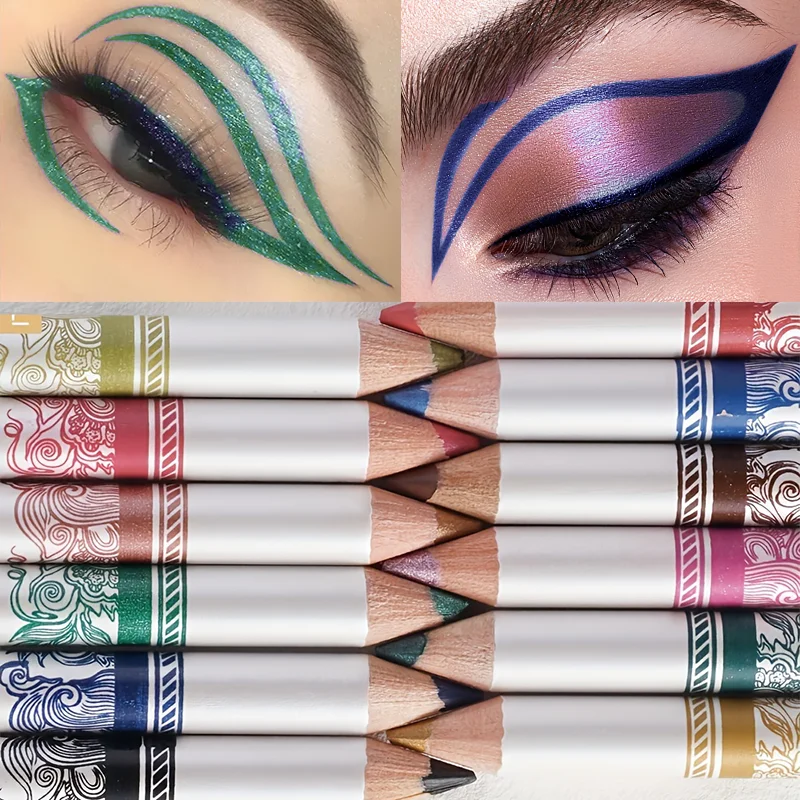 12-Farben-Eyeliner, langlebiger geräucherter Eyeliner im Punk-Stil, wasserfest, hochpigmentiert, Perlglanz-Lidschattenstift