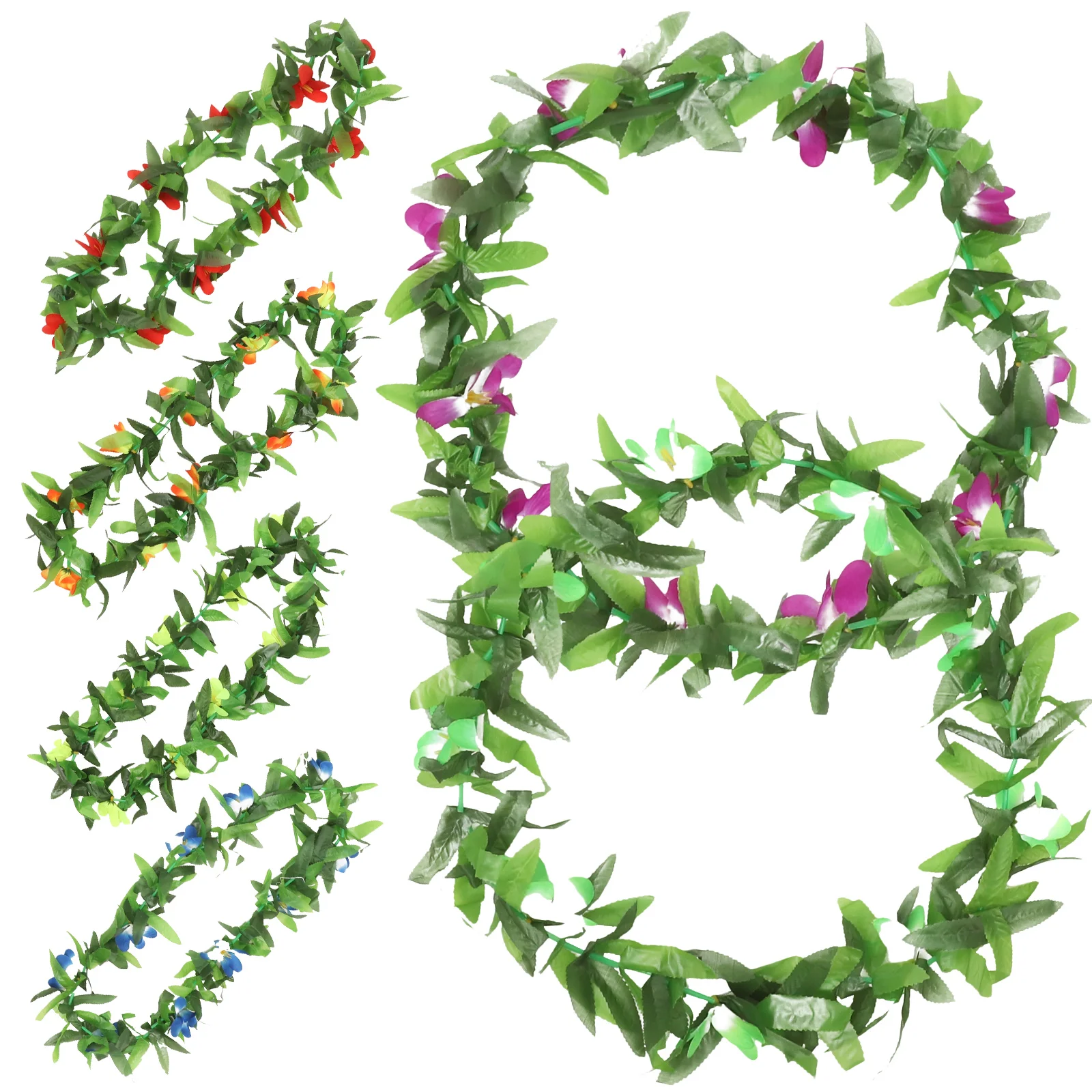 

6 Pcs Hawaiian Lei Summer Garland Polyester Flowers Beach Party Decoration Wreath Lightweight Artificial Flower Room Decor