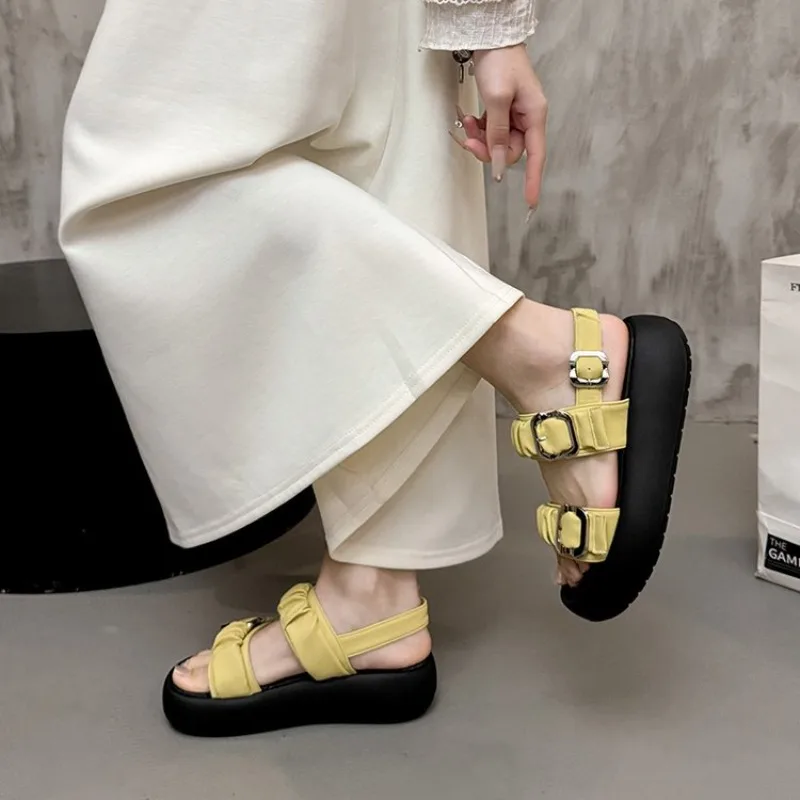 Thick Bottom Women's Sandals Luxury Women's Shoes Round Head Fish Mouth Shoes Sponge Bottom Sandals