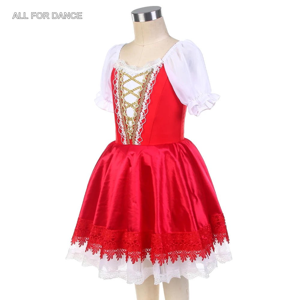 24043 New Ballet Costumes Short Sleeves Red Spandex Romantic Ballet Tutus Girls and Women Stage Performance Ballet Costumes