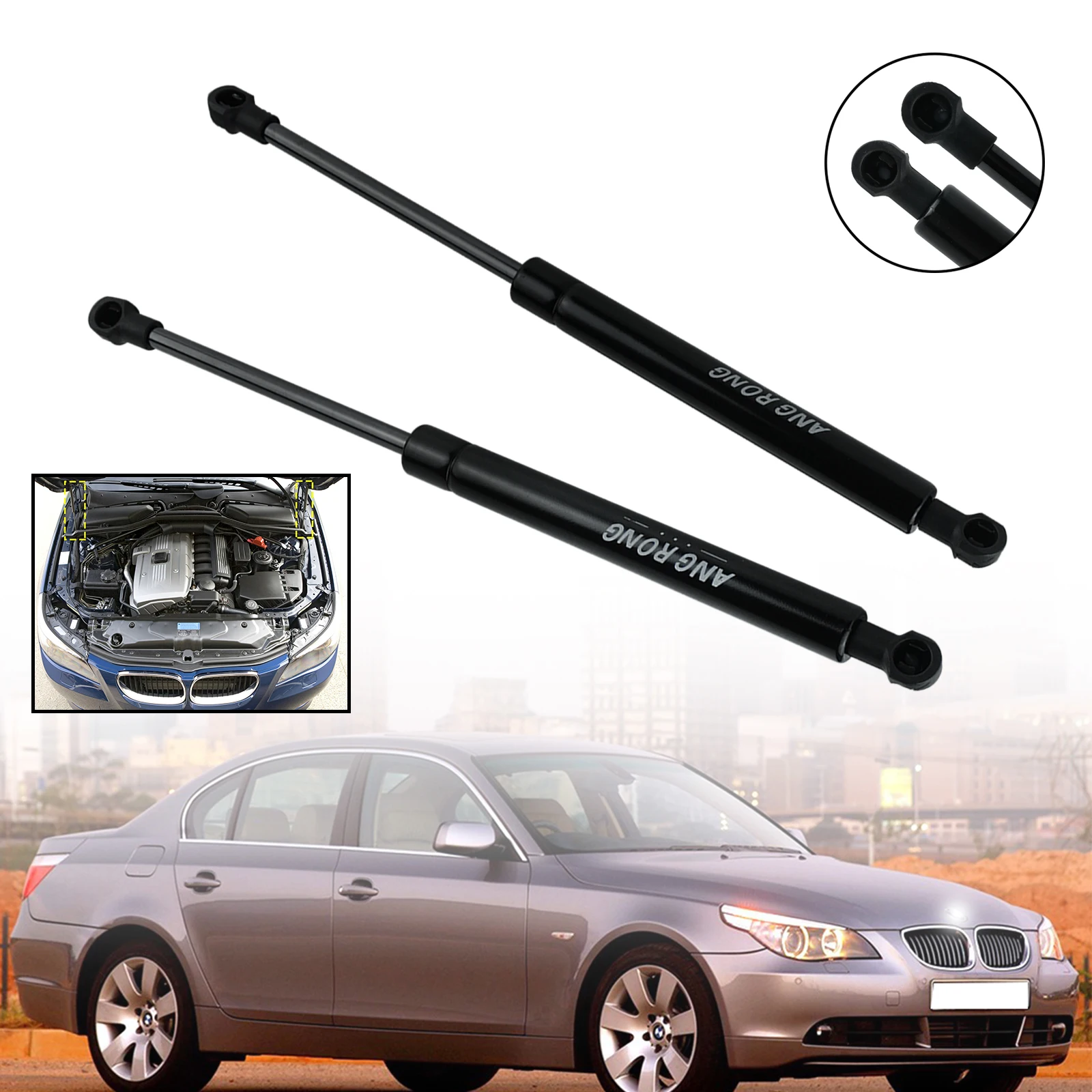 2X Front Bonnet Hood Gas Struts Support Holder For BMW 5 Series E60 E61 2003-10