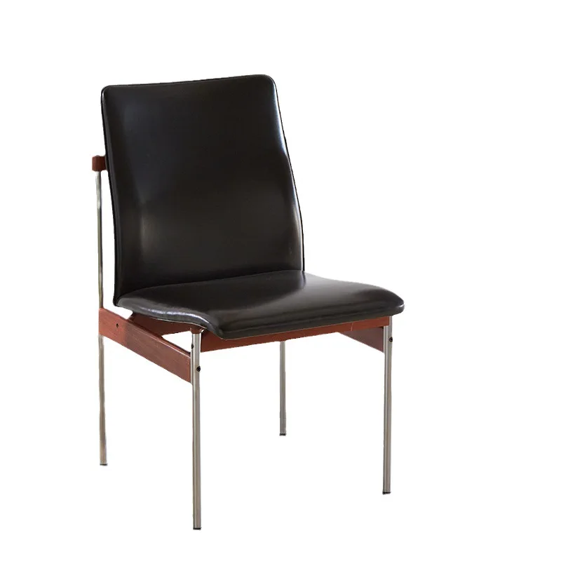 

Nordic designer stainless steel solid wood combined dining chair modern style leisure chair medieval
