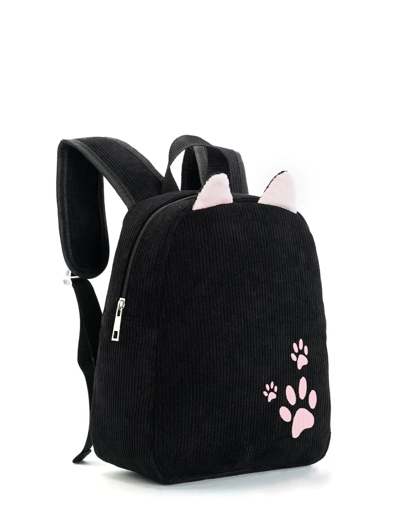 Cute Kitten Paws Embroidered Corduroy Women\'S Backpack Classic Backpack Suitable For The School Season Outdoors