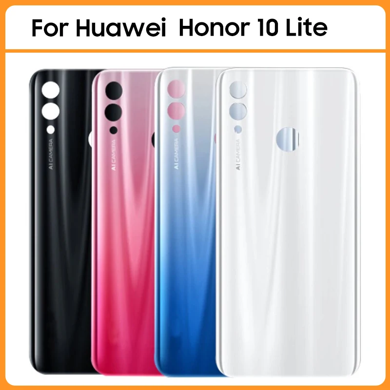 For Huawei Honor 10 Lite Back Battery Cover Rear Door Plastic Panel Honor10 Lite Battery Housing Case Adhesive Camera Lens