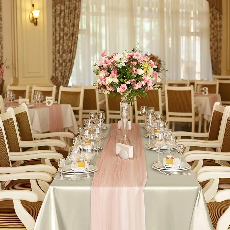 Solid Satin Table Cover Wedding Party Banquet Tablecloth Elegant Smooth Fabric Table Cover for Dining Event Celebration Decor