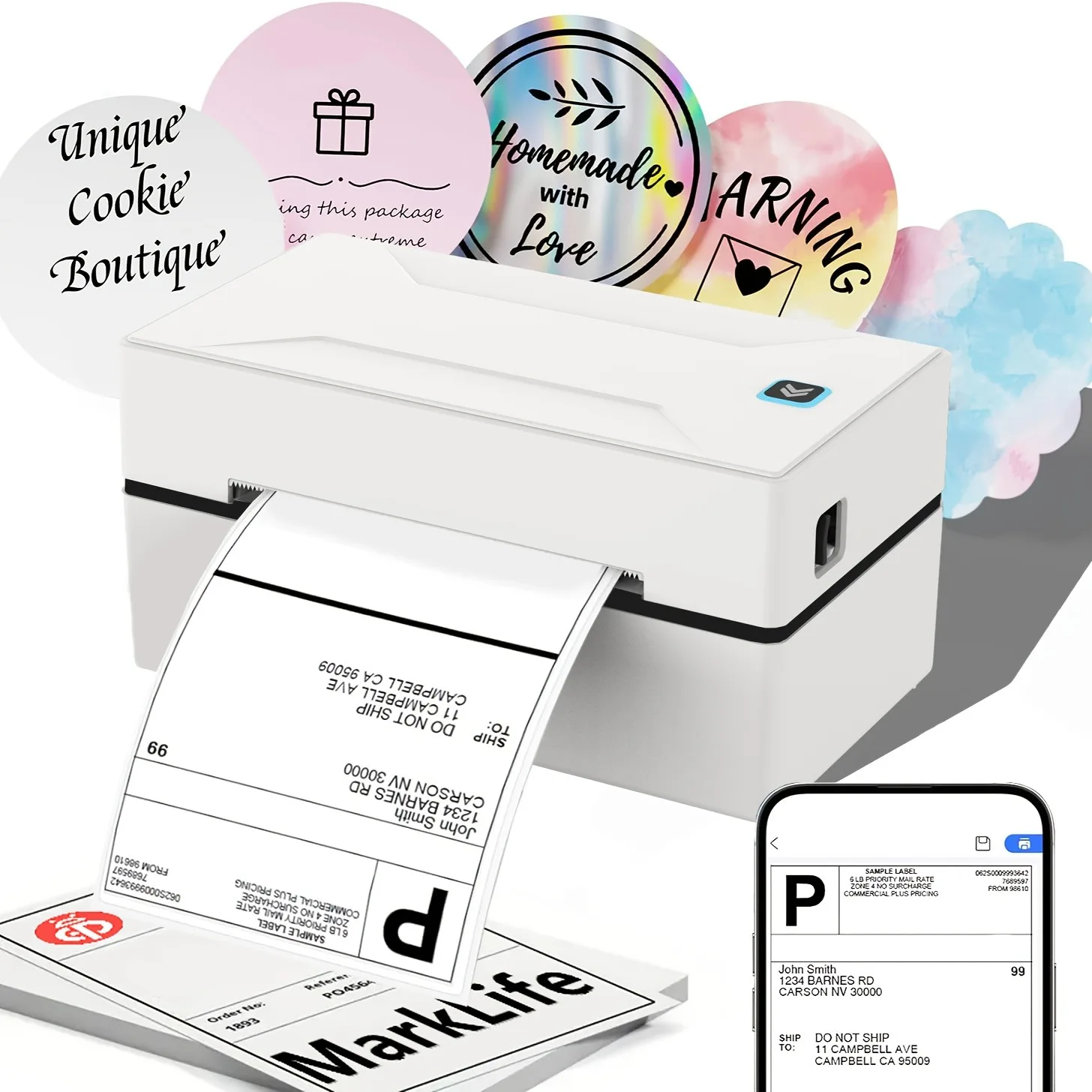 

Marklife D100 термопринтер транспортных этикеток Bluetooth бесчернильный принтер термопринтер 4x6 для малого бизнеса, школы, офиса