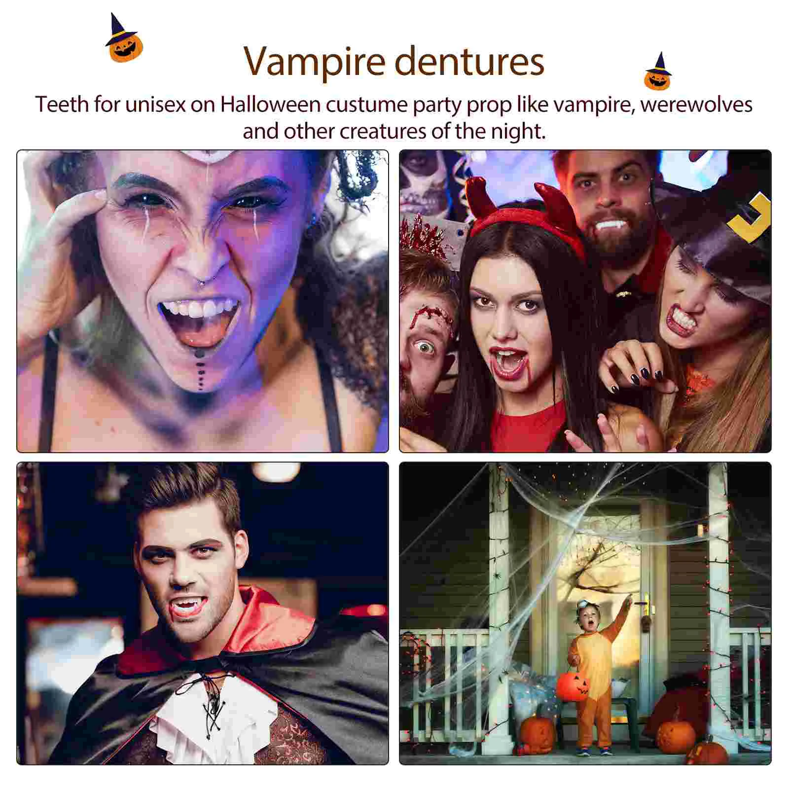 3 Pairs Halloween Teeth Fangs Realistic Toys Baby Accessories Vampire Costume Costumes for Boys High Quality