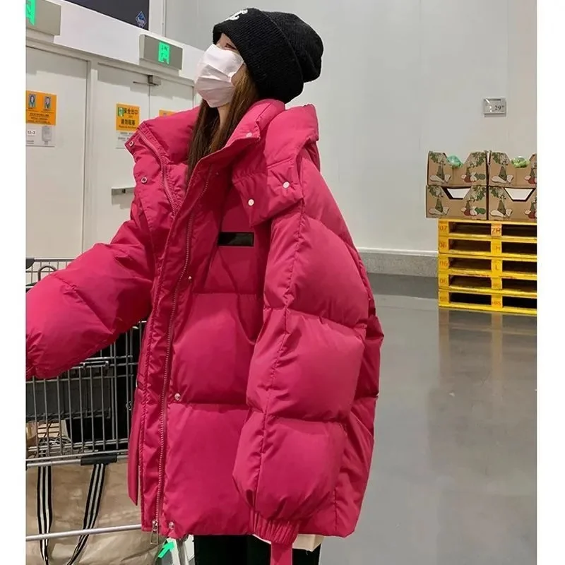 

2025 Women Fashion Parkas Outwear Autumn Winter Ladies Hooded Loose Down Cotton Coat Korean Femme High-end Cotton Padded Jacket