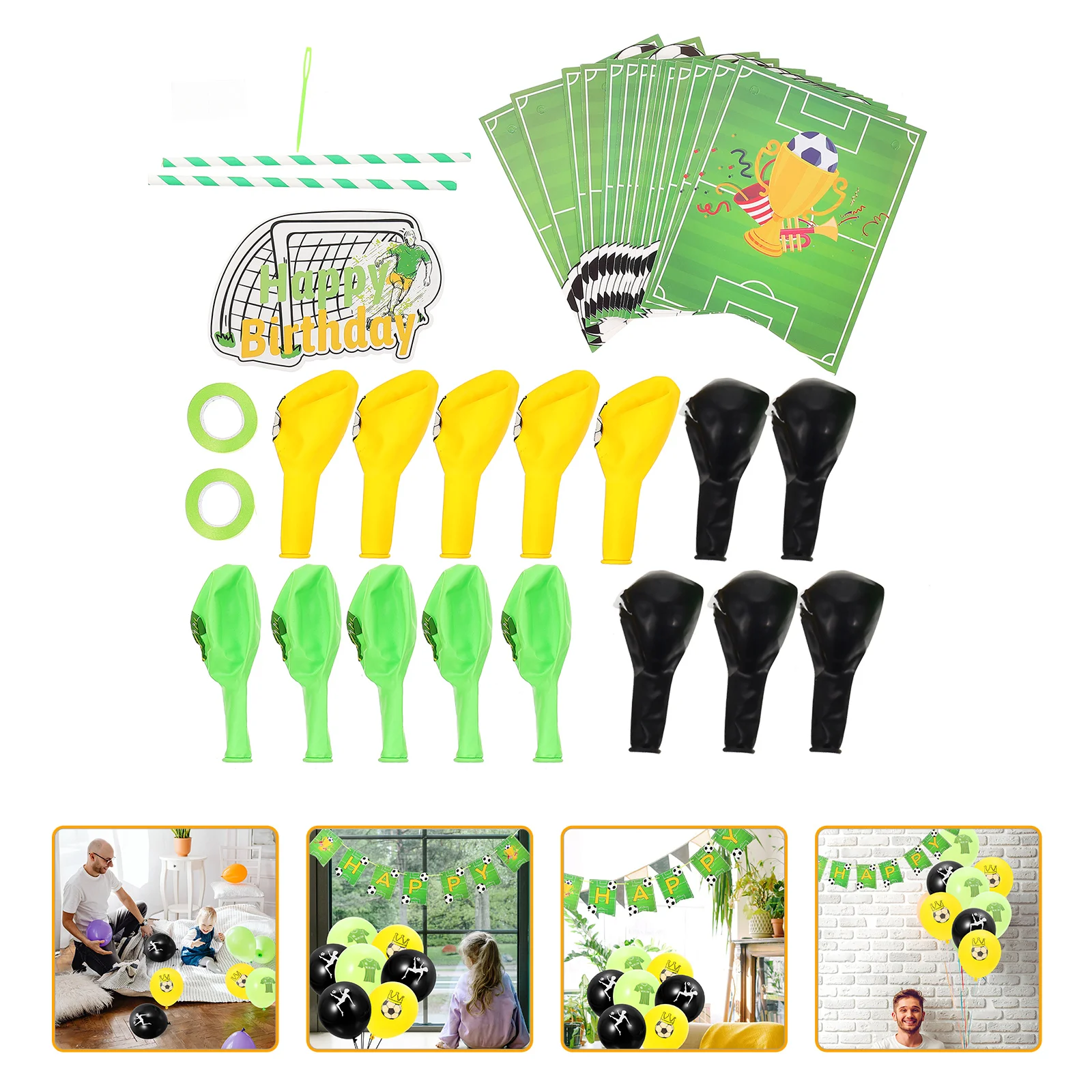 

1 set Football Theme Birthday Balloons Decorative Latex Banners Kids Party Supplies Bright Colors Happy Atmosphere