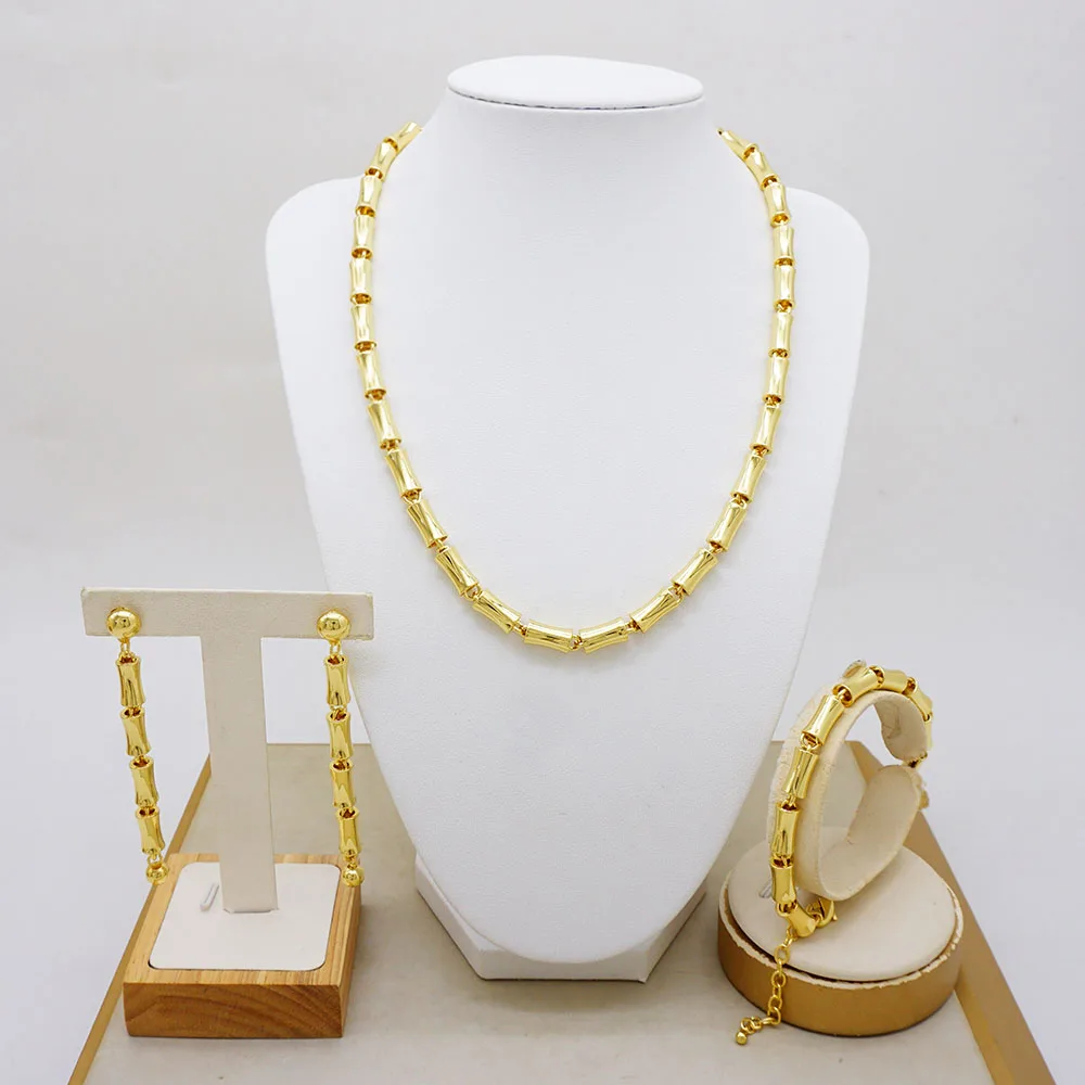

Fashionable and minimalist gold-plated necklace set for European and American women's luxurious wedding jewelry set