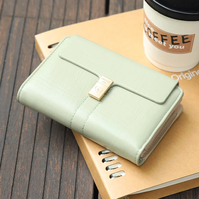 Women Fashion Medium Wallet Brand Card Holder Designer Hasp PU Leather High Capacity Purse Three Fold