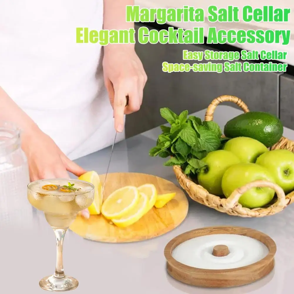 Juice Cocktail Condiment Box Margarita Salt Cellar for Cocktails Wooden Margarita Salt Rimmer Tray Cocktail Sugar for Juice