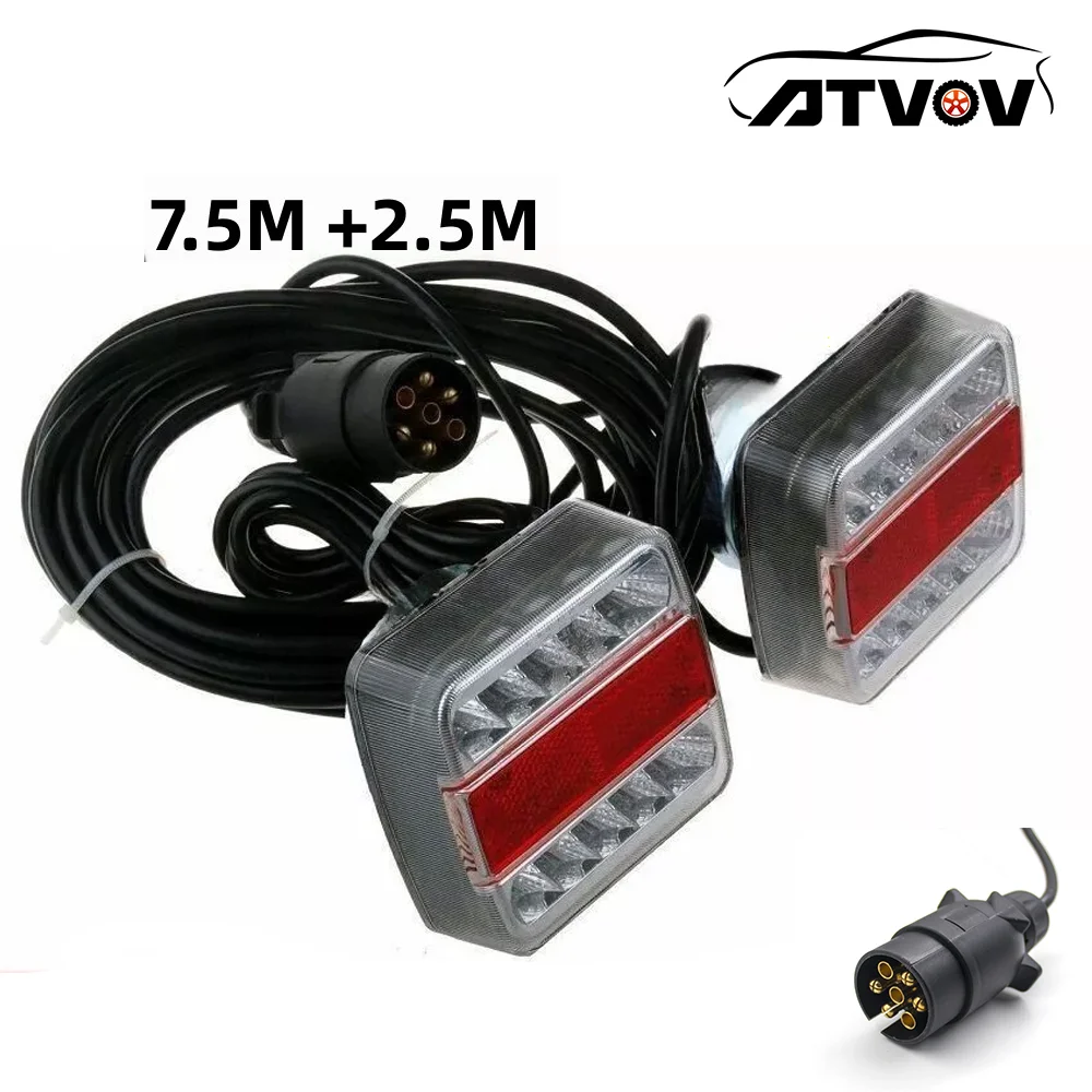 ATVOV 1 Set 7 Pin 12V 10m LED Trailer Rear Towing Tail Wired Brake Light Kit Indicator License Number Plate Lamp Reflector Truck