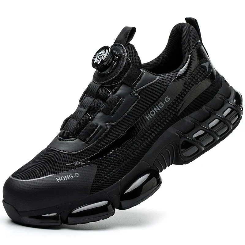 Men Rotating Button Work Sneakers Steel Toe Shoes Safety Boots Puncture-Proof work Shoes Indestructible Fashion Protective Shoes