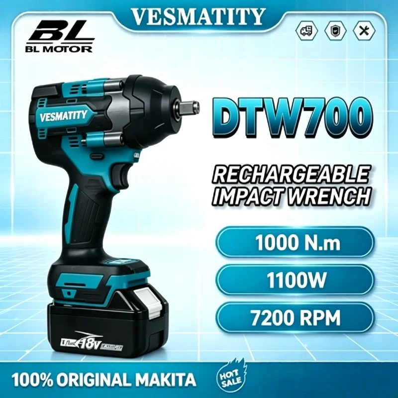 VESMATITY DTW700 Cordless Drill Screwdriver High Torque Power Tool Fast Delivery for 18V 20V Battery Max Pro Ultra Speed
