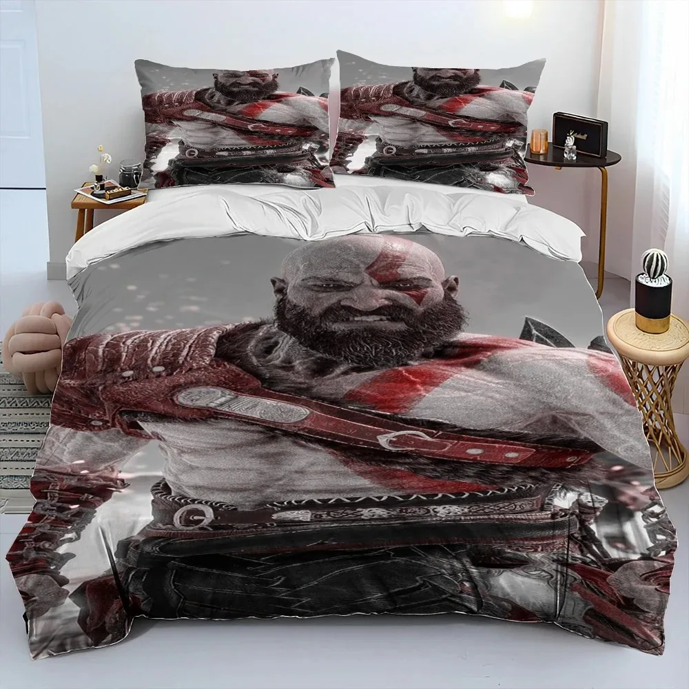 God Of War Game Gamers Kratos Comforter Bedding Set,Duvet Cover Bed Set Quilt Cover Pillowcase,king Queen Size Bedding Set Kids