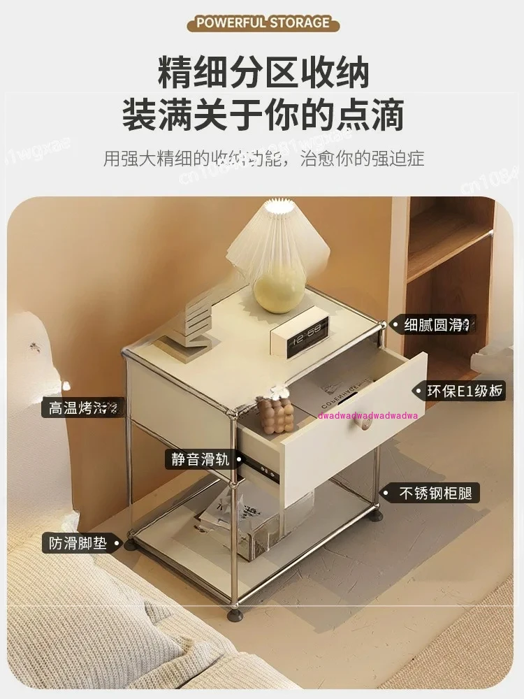 Meja Samping Tempat Tidur Antik Stainless Steel Rak Penyimpanan Minimalis Modern USM