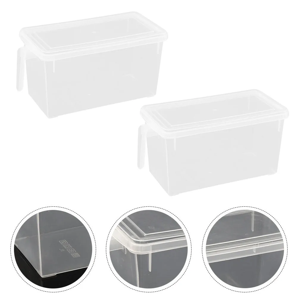 

2pcs Fresh-Keeping Sealed Box Pp Food Safe Storage Container Transparent Rectangular Organizer For Refrigerator Snacks Fruits