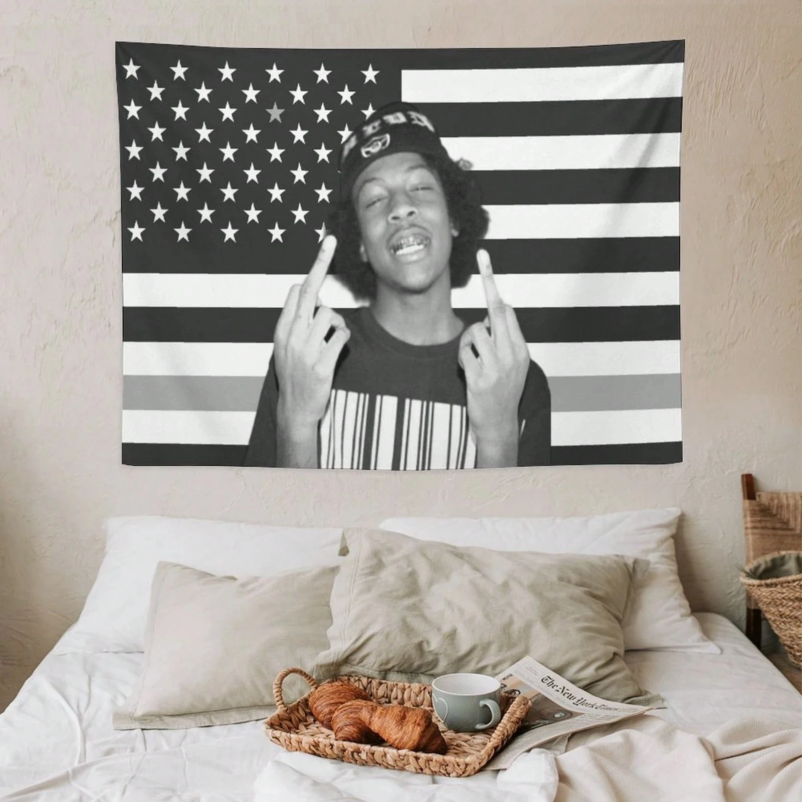 1pc Rap Singer Chris Travis Music Tapestry Wall Decoration, American Flag Banner, Suitable For University Dormitories, Bedrooms,