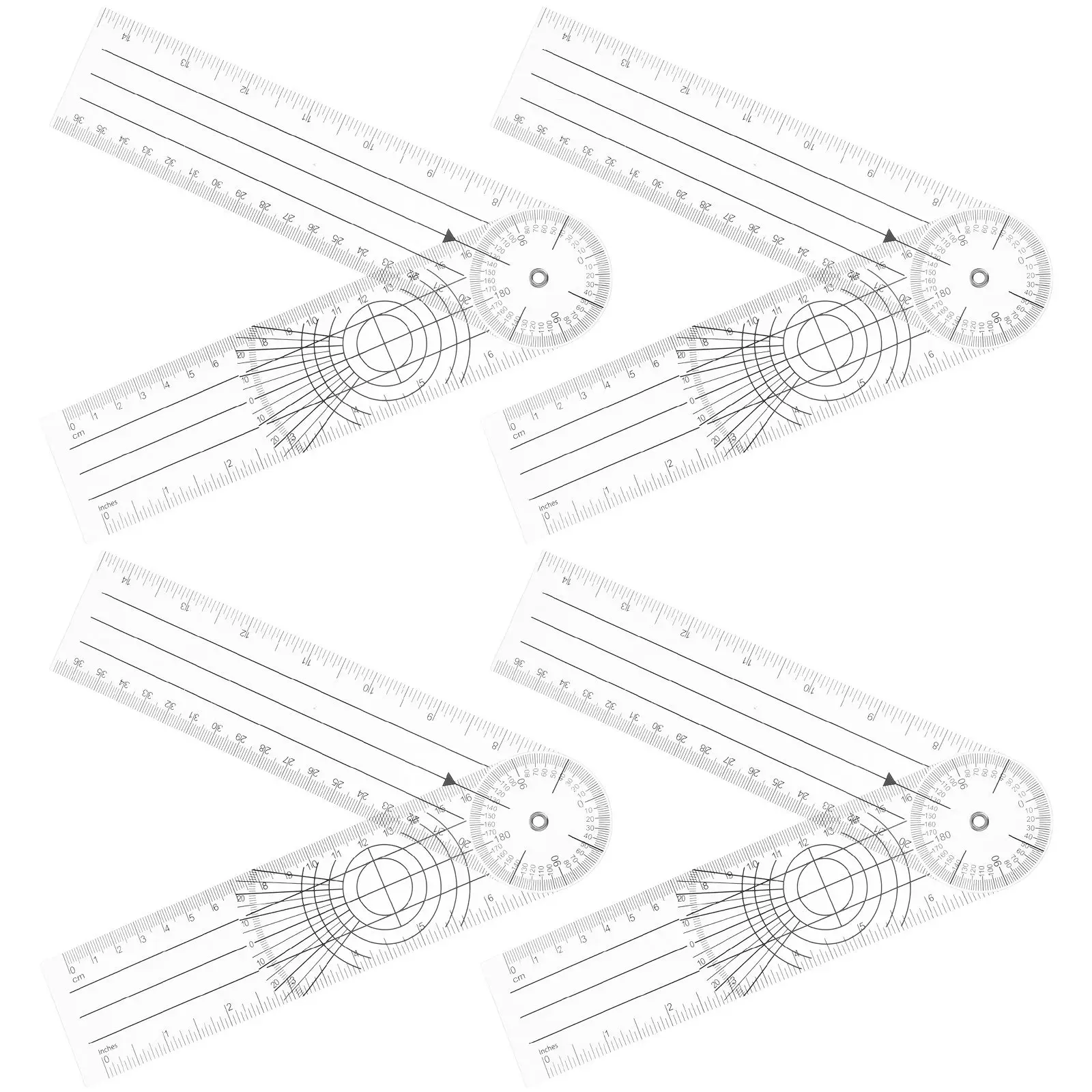 

4 Pcs Angle Ruler Transparent Protractor Plastic Goniometer Folding Rulers High Precision Angle Measuring Tool Geometry