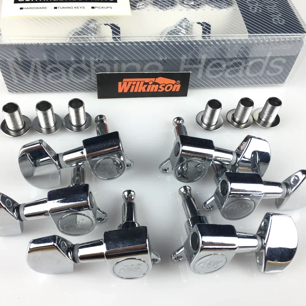 Q-X- Music Store--ยี่ห้อใหม่-ใหม่ wilkinson WJN-01 3R-3L กีตาร์หัวเครื่องจูนเนอร์ WLS 3 + 3 Chrome Silver Tuning Pegs