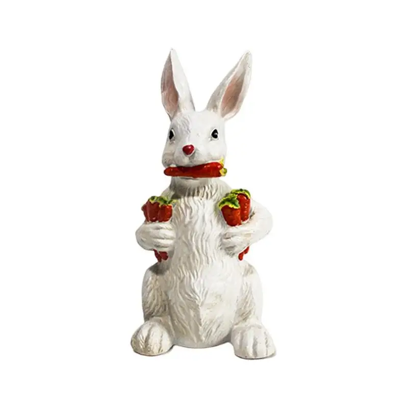 

1piece Bunny Decor Outdoor Garden Figurine durable resin material Rabbit Statues cute animal shape miniatures for garden