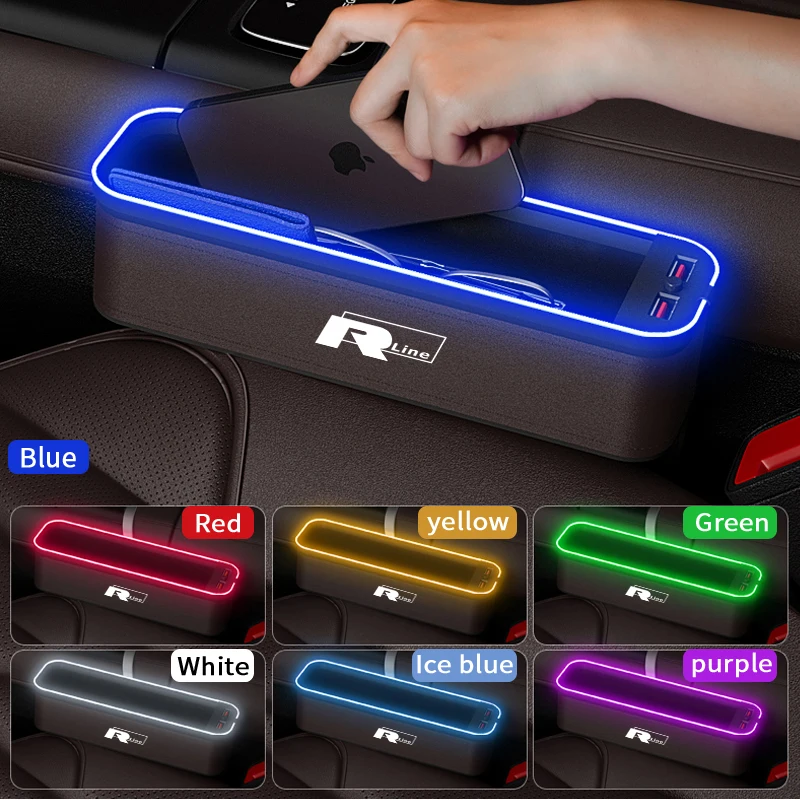 Car USB Charging Multifunction Crevice Storage Box Seat Gap Case For Volkswagen RLine Golf Tiguan Touareg GTI CC Passat Scirocco