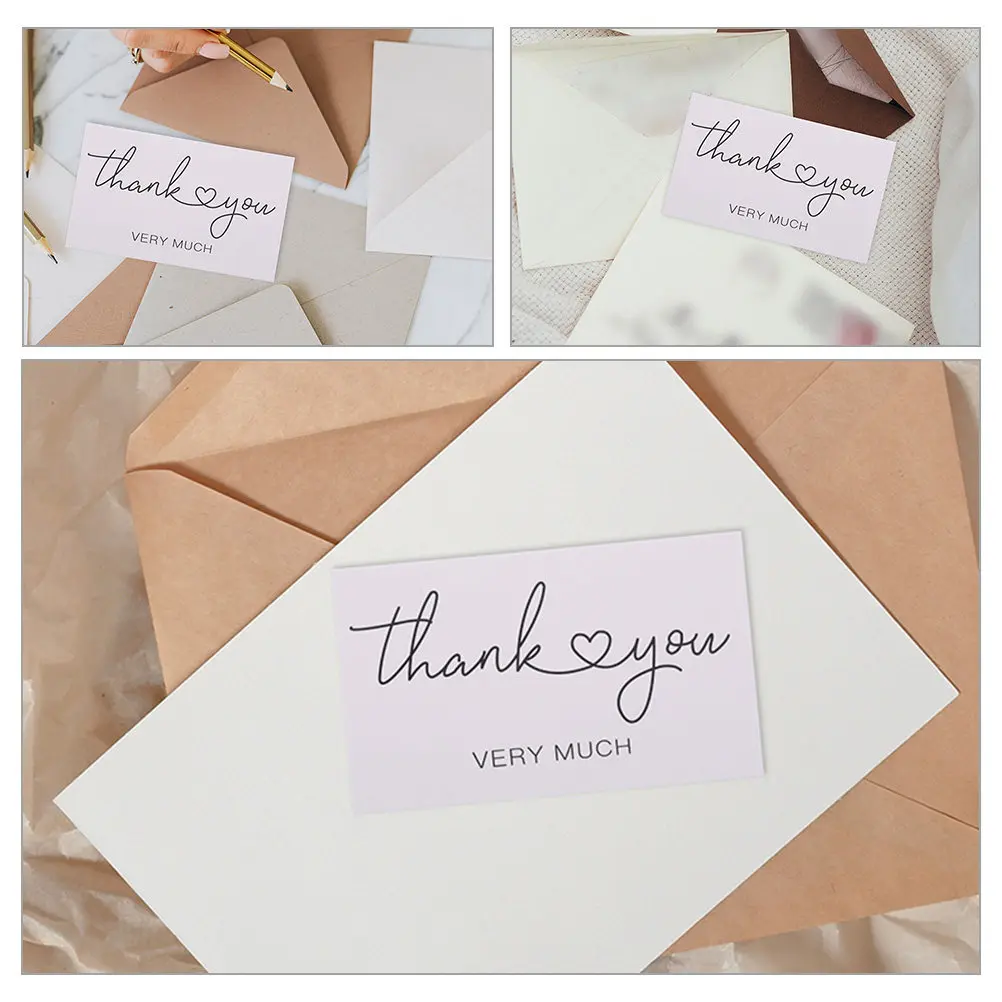 

100Pcs Thank You Cards Paper Small Business Chic Design Compact Size for Salons Bakeries Online Shops Bulk Purchase Order Cards