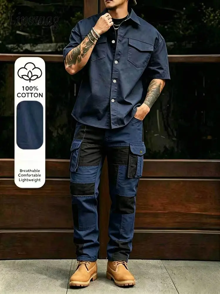 ensembles-tendance-ete-2026-pour-hommes-costumes-deux-pieces-streetwear-vintage-multi-poches-cargo-tenues-decontractees-a-manches-courtes-pour-hommes