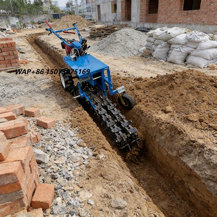 Hand Hard Soil Irrigation Pipe Road Orchard Fertilizing Handheld Chain Micro Ditch Witch Mini Trencher for Sale