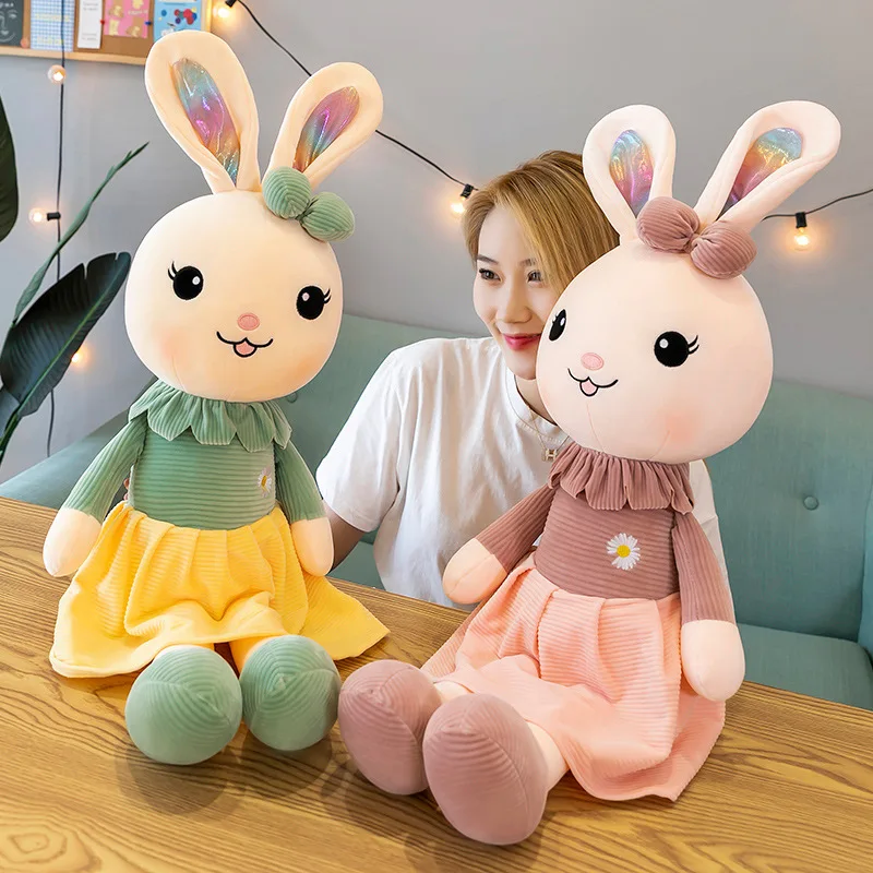 Big Cute Dress Bunny Cloth Rag Doll Dress Lovely Artistic Lops Rabbit Fabric Soft Toys Long Ear Rabbit Stuffed Animal Soft Toys