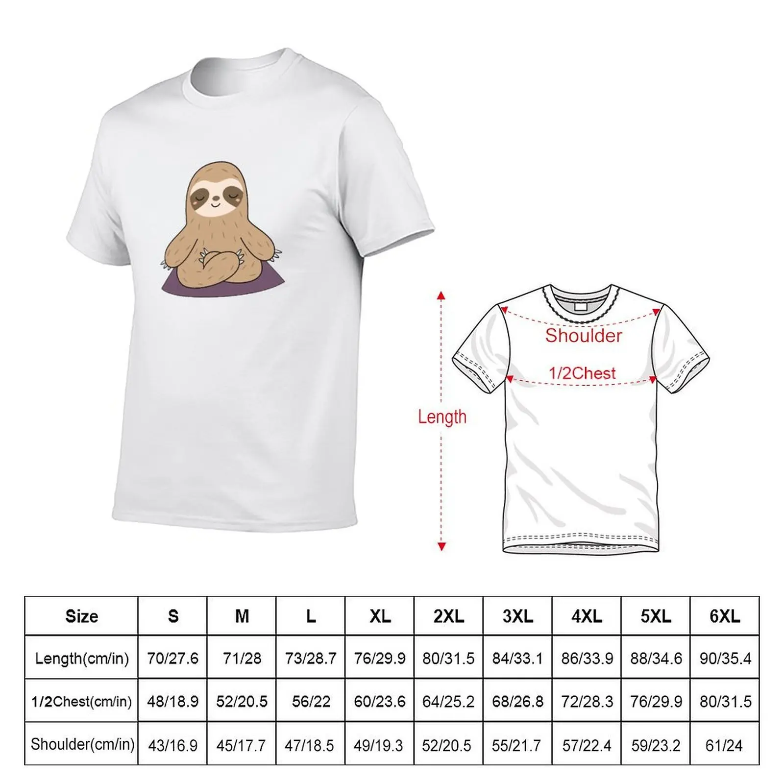 Kawaii Cute Yoga Meditating Sloth T-Shirt animal prinfor boys tshirts personalised Men's t-shirt