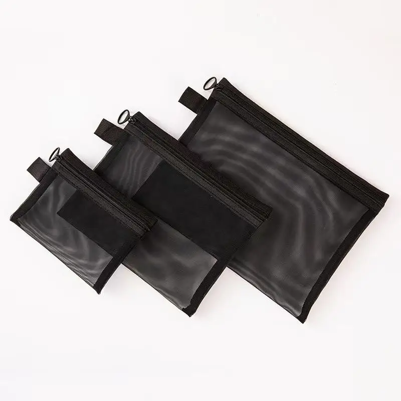 1Pcs Portable Travel Toiletry Organizer Case Mesh Clear Cosmetic Bags Small Large Black Makeup Bag Lipstick Storage Pouch