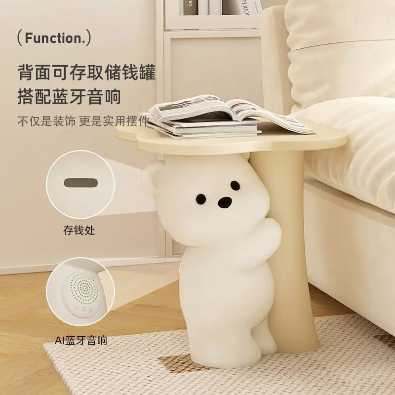 AOLIVIYA Tea Coffee Table Nightstand Storage Rack Sofa Corner Side End Stand Bear Piggy Bank Floor Ornament Decor Home