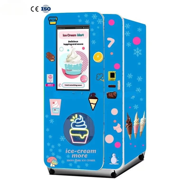 Self Service Automatic Ice Cream Machine for Mall Park Ice Cream Maker Customized 32'' Touch Screen Ice Cream Vending Machine