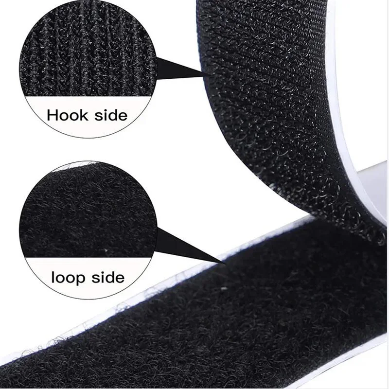 5M Length Hook and Loop Tape Self Adhesive Strips Set with Sticky Glue Nylon Fabric Fastener For Home Craft Accessories DIY