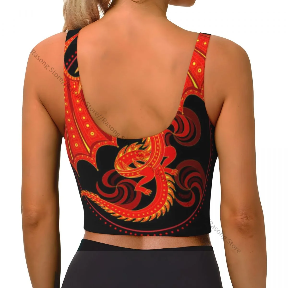 Yoga Vest Women Gym Sports Crop Tops Fantastic Dragon Symbol Streetwear Workout Breathable Tank Top Female