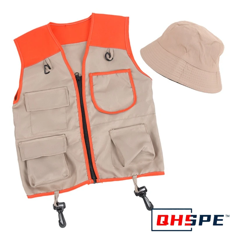 Kids Explorer Vest & Hat Set - Outdoor Adventure Costume for Role Play, Camping Theme Party Halloween Performance