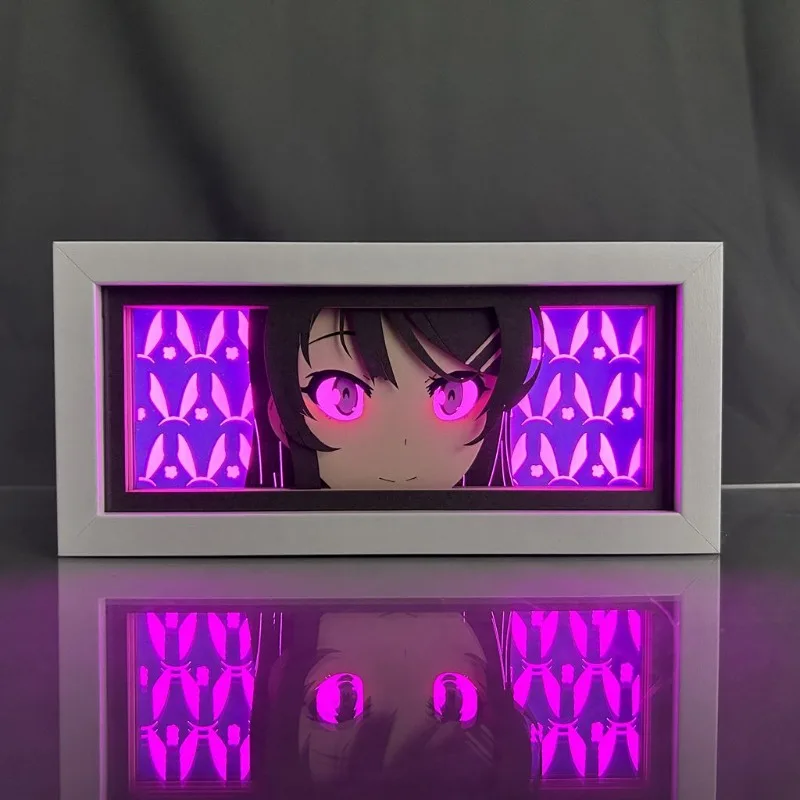 

Sakurajima Mai Painting 3D Lamp Paper Cut ACGN Nymph Anime Light Box for Bedroom Decor Kids Gift Manga Table Lamps Peripherals