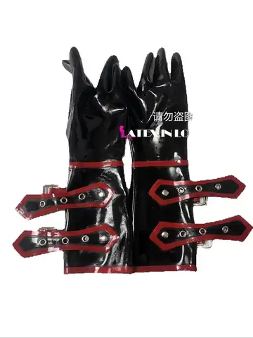 Sexy Buckle Latex Short Gloves Mittens Cosplay Club Wear