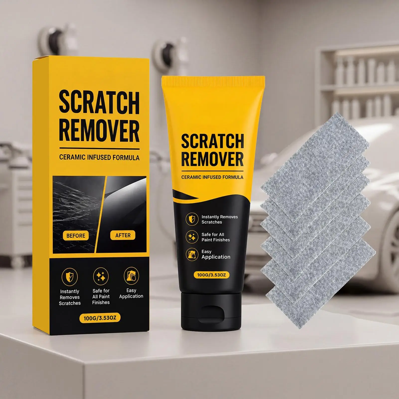 Scratch Remover For Vehicles 100g Fast Acting Repair Agent Tool With Cloth Auto Paint Scratch Paste For Vehicle Truck SUV RV