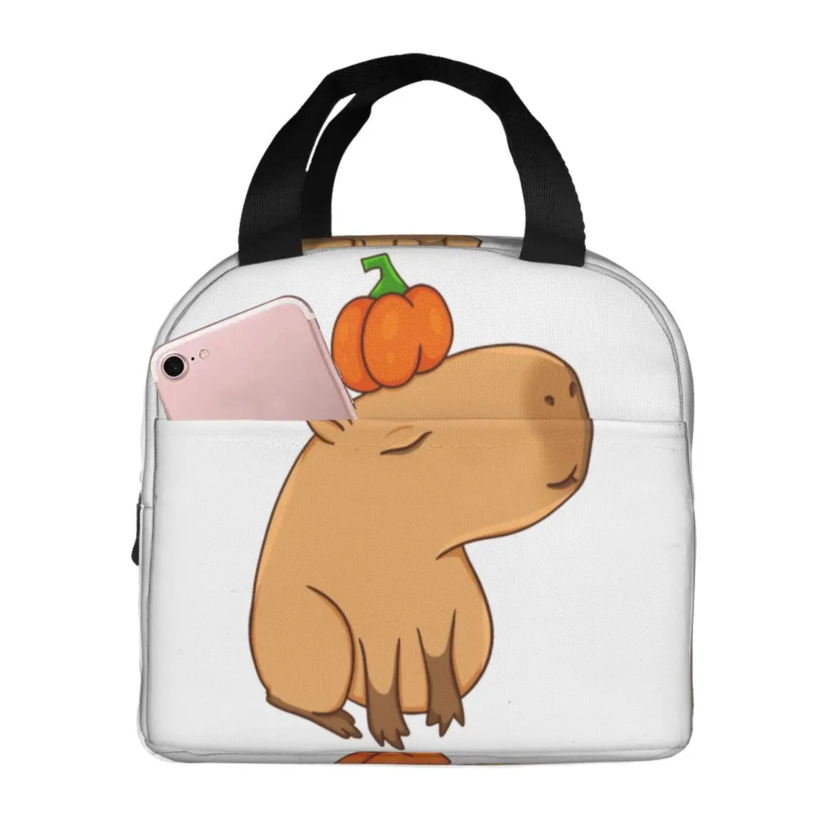 Capybara With A Pumpkin Insulated Lunch Bag for Women Waterproof Cooler Thermal Lunch Tote Office Picnic Travel