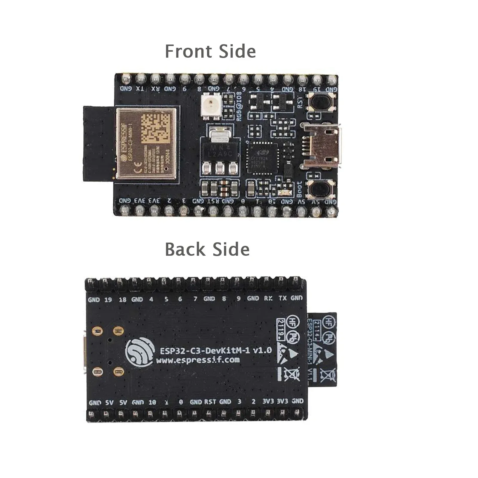 5 uds ESP32-C3-DevKitM-1 módulo de ESP32-C3-MINI-1 basado en placa de desarrollo integra funciones completas WiFi + BT BLE antena PCB