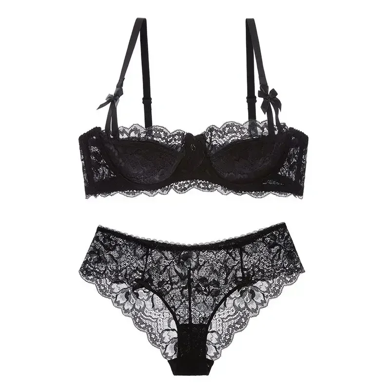 MOYISU Französische Romantische Spitze Komfortabel Atmungsaktiv Sexy Tushy Slim BH-Kollektion Pure Desire Mädchen Push-Up Schöne Unterwäsche SET